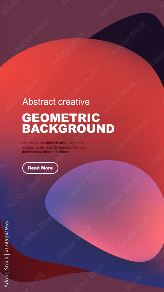 Wall mural abstract design features vibrant overlapping shapes. text elements present, button included. modern 