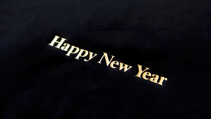 Happy new year golden text on black background