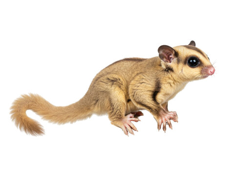 Cute sugar glider PNG isolated on transparent background, small nocturnal gliding possum from Australia and New Guinea