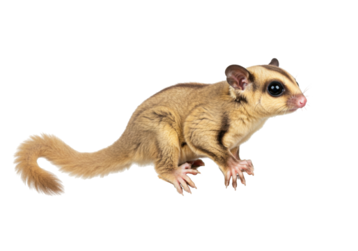 Cute sugar glider PNG isolated on transparent background, small nocturnal gliding possum from Australia and New Guinea