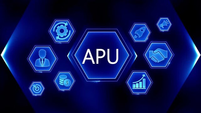 A P U business growth strategy icons success concept digital technology innovation finance management team collaboration startup launch marketing campaign