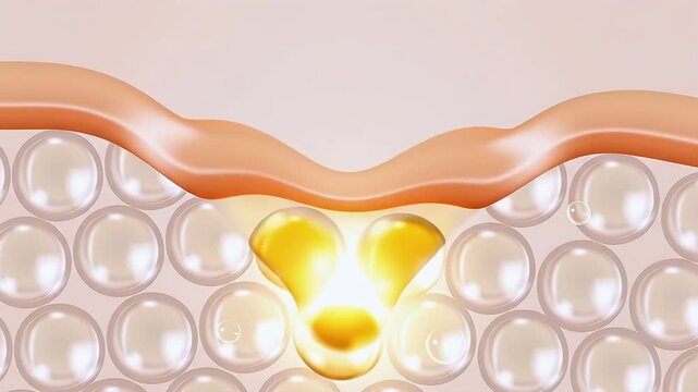 serum and vitamin drop on skin cell. Closeup Oli and vitamin drop on skin cell. serum through the skin layer and reduce up saggy skin. 