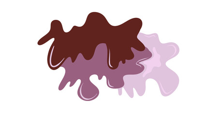 Transparent Layered Splashes Graphic Illustration in Shades of Brown and Purple, Isolated on White Background. Playful Abstract Design, Vector Illustration.