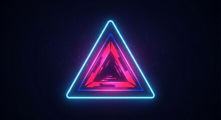 Stunning neon triangle portal with glowing blue and magenta lights offers a modern and vibrant energy, perfect for digital designs and futuristic themes