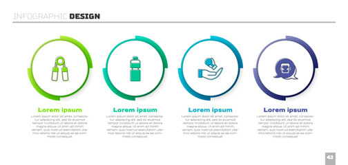 Set Sport expander, Fitness shaker, Boxing glove and helmet. Business infographic template. Vector