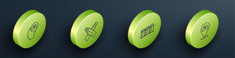 Set Isometric line Spray can nozzle cap, Marker pen, Paint spray and icon. Vector