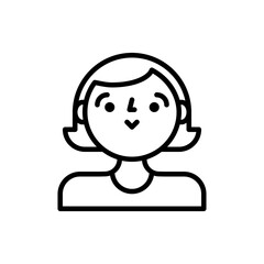 Obraz premium Outline Portrait of a Young Woman with Short Hair Smiling Against a White Background Simple Clean Line Art Style Represents a Person Icon or Avatar