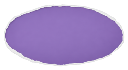 Blank purple torn paper with a ripped edge, oval shape for text or design. Isolated on transparent background, png