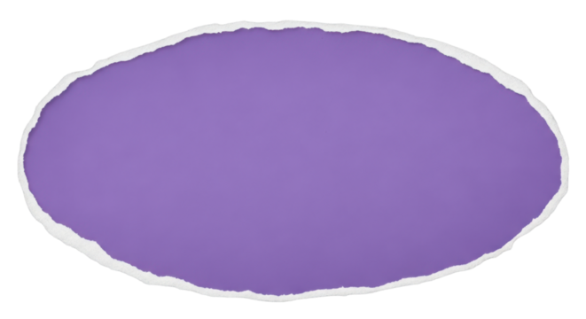 Blank purple torn paper with a ripped edge, oval shape for text or design. Isolated on transparent background, png