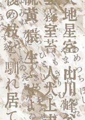 古文書のような質感のレトロな日本語の文字壁紙