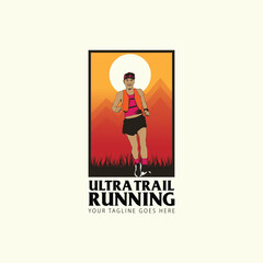 ultra trail run illustratin image for background