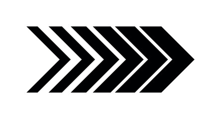 Black arrow vector icon symbolizing direction forward progress movement speed technology minimalistic chevron graphic simple shape dynamic navigation clean interface icon on transparent background