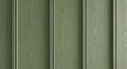 Close-up of Green Painted Wood Siding with Vertical Grooves.