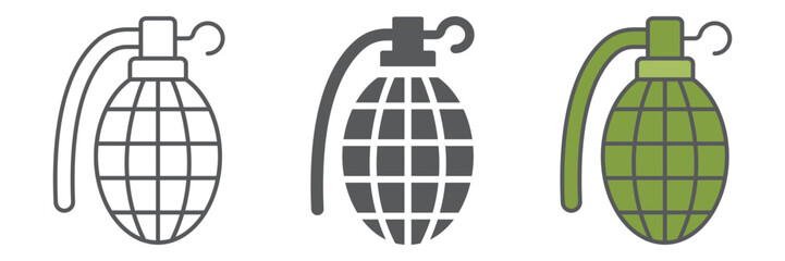 Fototapeta premium Grenade line icon, army and military, hand bomb sign, vector graphics, a linear pattern on a white background. editable stroke