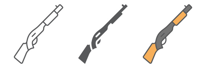 Shotgun icon, weapon and military, automatic rifle sign, vector graphics, a linear pattern on a white background. editable stroke
