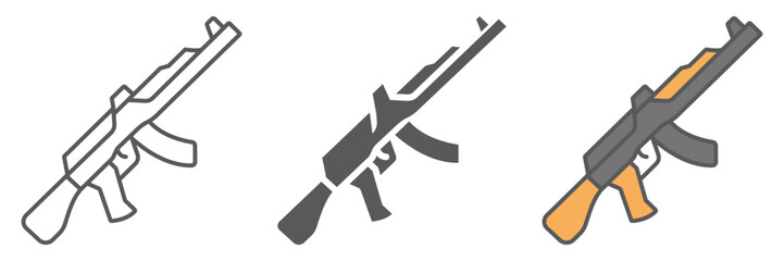 AK47 icon, rifle and military, machine gun sign, vector graphics, a linear pattern on a white background. editable stroke