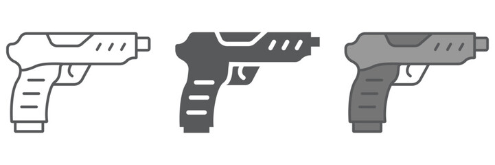 Pistol icon, army and military, gun sign, vector graphics, a linear pattern on a white background. editable stroke