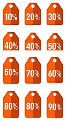 Orange Discount Tags - A Visual Representation of Percentage Savings.