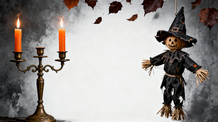 halloween witch with a candle