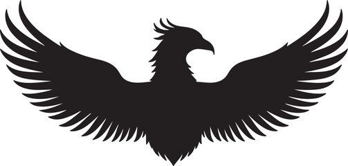 Abstract phoenix shape in metallic gradient, symbol of rebirth in silhouette.