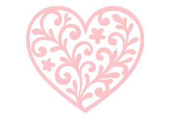 Floral Heart Design with Decorative Vines and Flowers