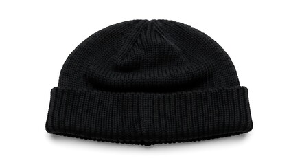 Black Knit Beanie Hat - Stylish and Warm Headwear for Winter Fashion.