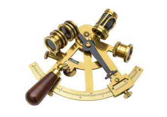 Isolated Sextant nautical navigation tool brass antique instrument for maritime voyage