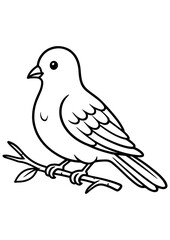 Fototapeta premium Black and white vector of a dove sitting on a branch, perfect for engraving, laser engraving, prints, and creative projects