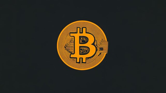 Bitcoin cryptocurrency symbol with orange splash background