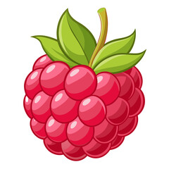 Illustration of a raspberry with green leaves, a delicious and vibrant berry perfect for summerthemed designs and healthy eating concepts