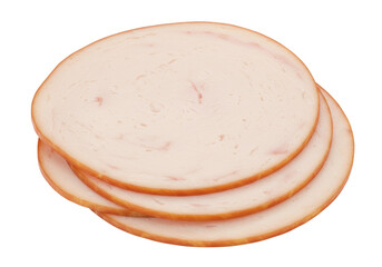 Isolated stack of sliced meat, flavorful processed food option, ready for preparing lunch