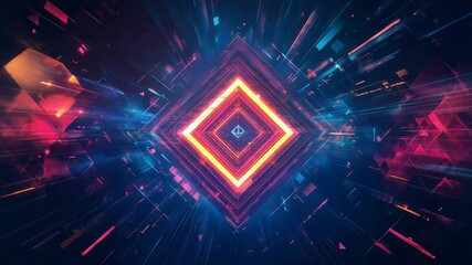 Abstract neon light tunnel creating futuristic portal effect - Powered by Adobe