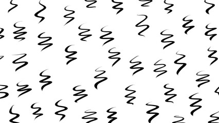 Black ink squiggles on white background, vector pattern, abstract doodle elements, hand-drawn artistic design, chaotic, seamless texture, transparent.
