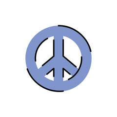 Peace Symbol Doodle With Blue Outline And Black Lines On White Background With Transparent Effect World Television Day Flat Doodle