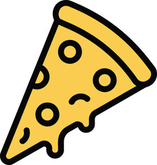 Simple cartoon slice of pepperoni pizza with melted cheese