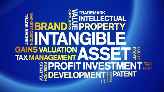 intangible asset animated word cloud-text design animation tag kinetic typography seamless loop.