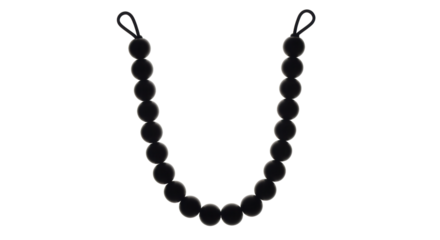 Isolated Black Ball Chain Shape U, Black Ball Curtain or Bead Shape U, Decorative Element