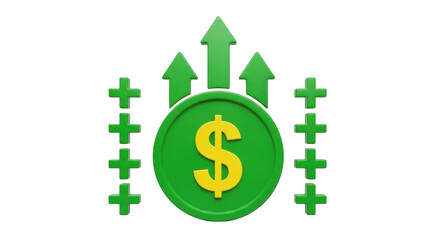 Obraz premium Isolated conceptual illustration of business growth with dollar currency symbol and arrows