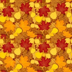 Obraz premium Autumn Leaves Pattern - A Vibrant Tapestry of Fall Colors.