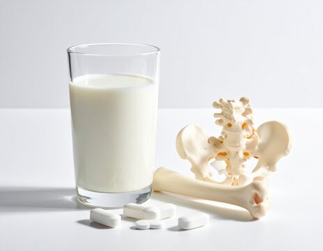 Calcium and Bone Health Concept — Realistic Still Life for World Osteoporosis Day Awareness