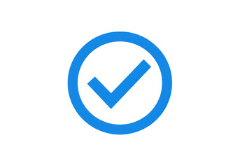 Blue check mark inside circle isolated on transparent background