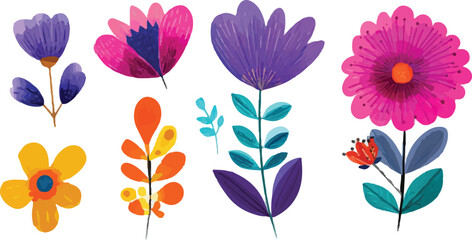 vector set of flowers