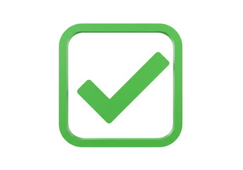 Green check mark inside a square isolated on transparent background