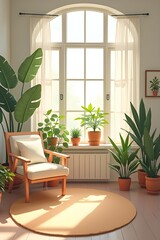 AI Generative.Sunlight Room Filled with Abundant Potted Houseplants. 1

