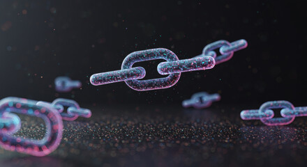 Abstract digital chain links glowing with futuristic light, representing secure data connections, robust networks, and the core principles of blockchain technology and cybersecurity