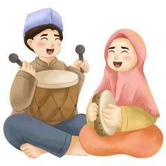Muslim Character Watercolor Clipart