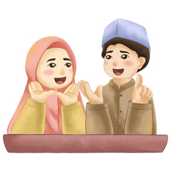 Muslim Character Watercolor Clipart