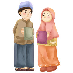 Muslim Character Watercolor Clipart