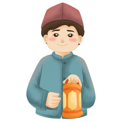 Muslim Character Watercolor Clipart