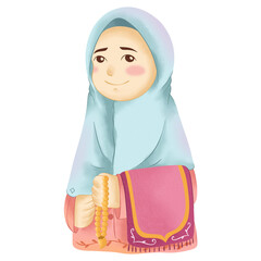 Muslim Character Watercolor Clipart